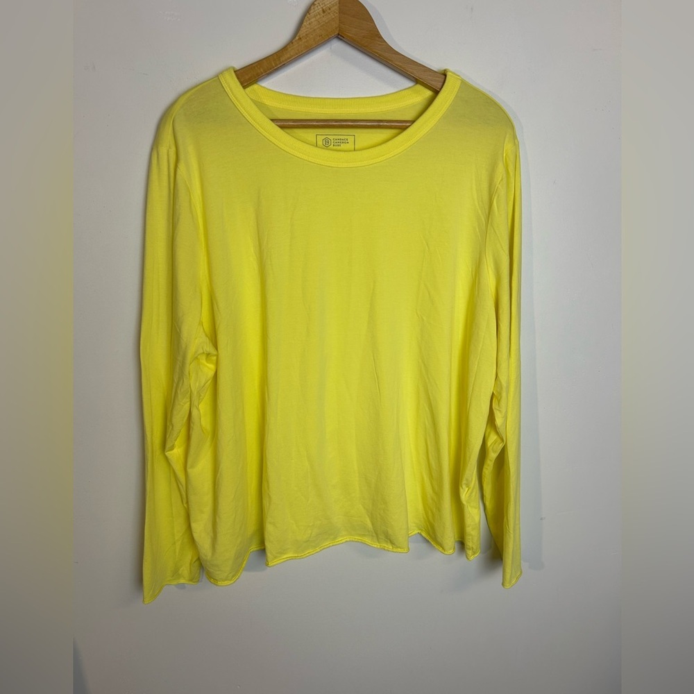 Candace Cameron Bure Plus Size 1X Tee top Butter Yellow Modal Cotton Stretch